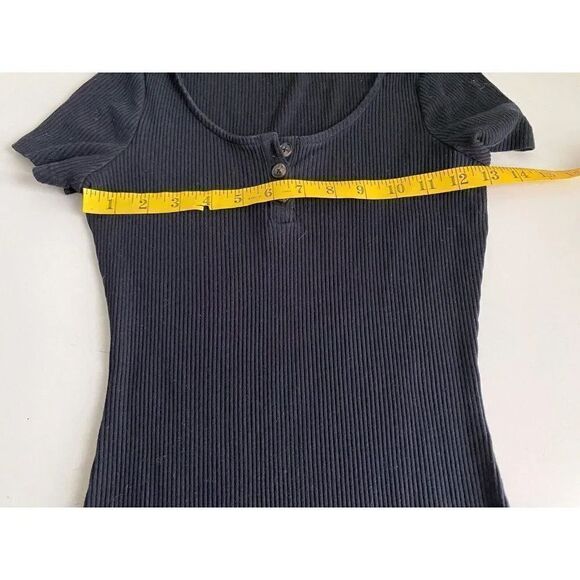 Coton:On Button Front Short Sleeve Ribbed Mini Dress In Black Size XS  Check Pic - Picture 4 of 7